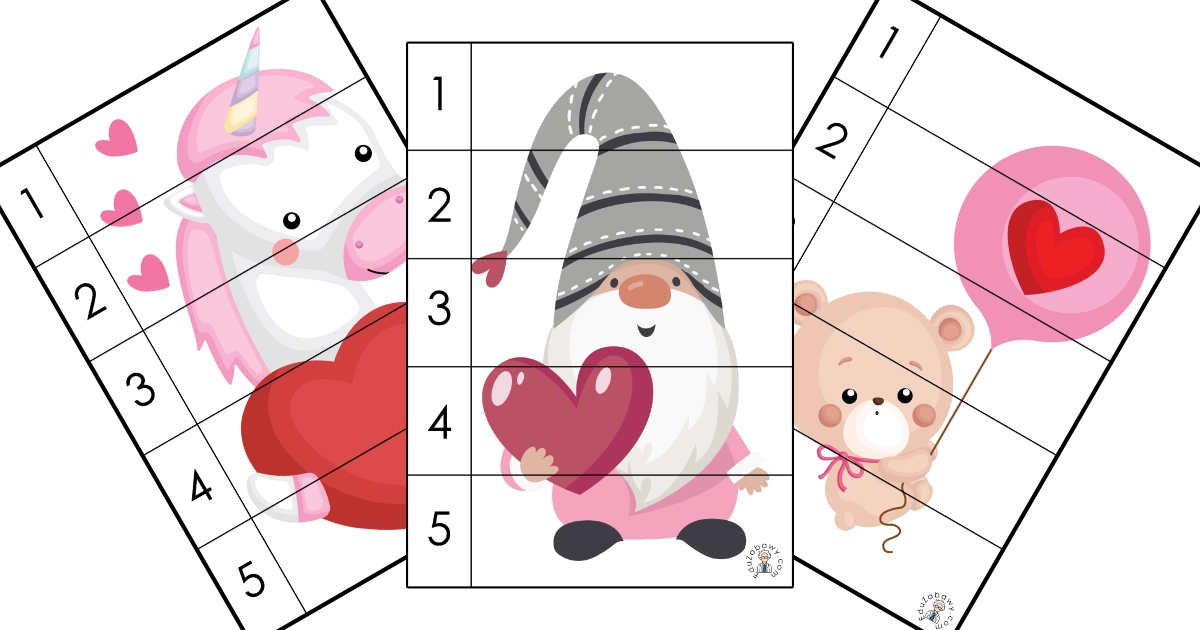 Puzzle 5 elementów: Walentynki