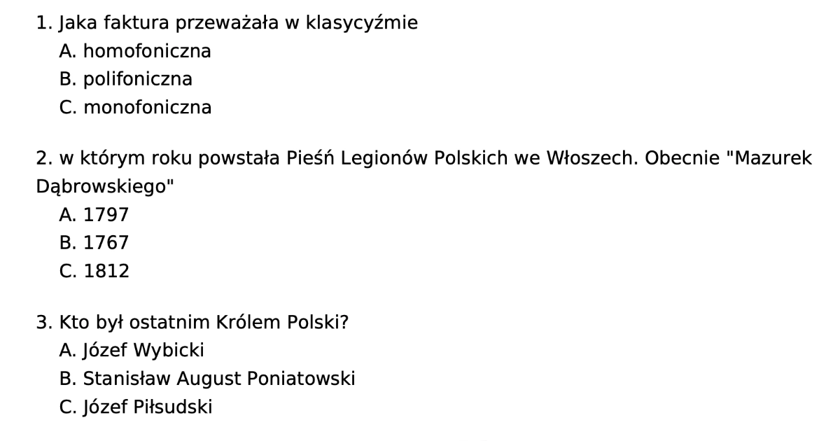 Test: Klasycyzm w Polsce