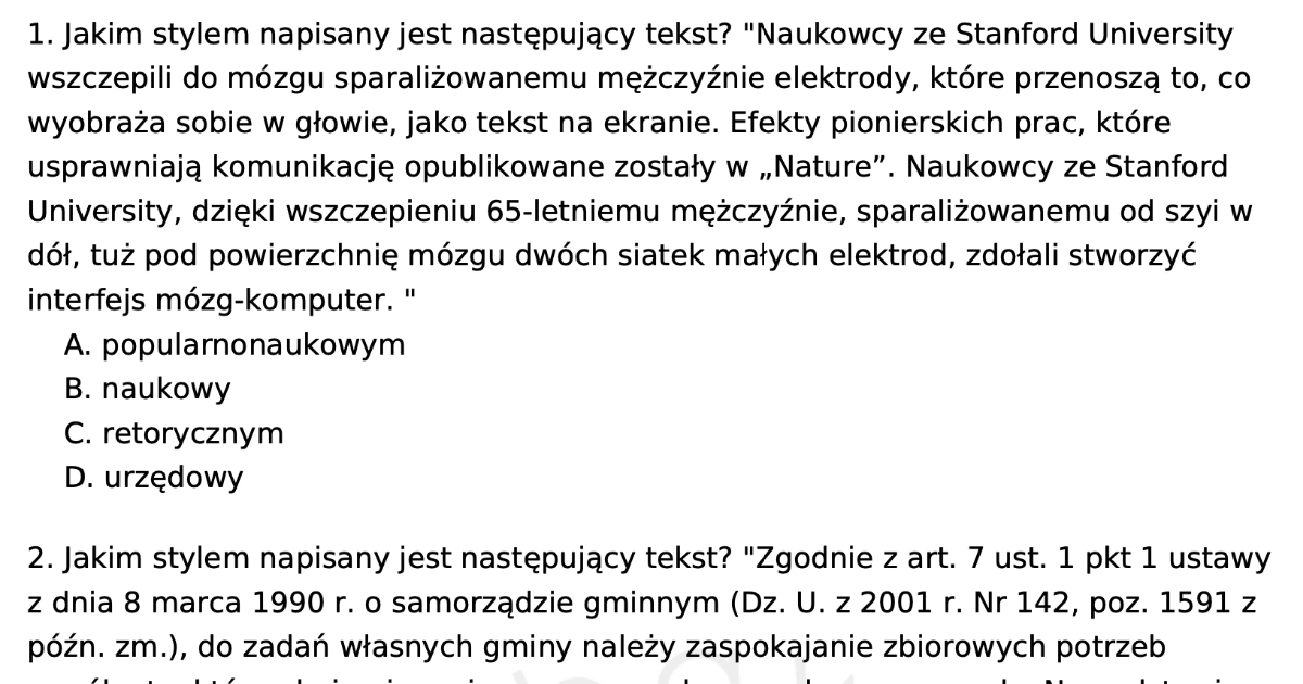 Test: Rodzaje i gatunki literackie