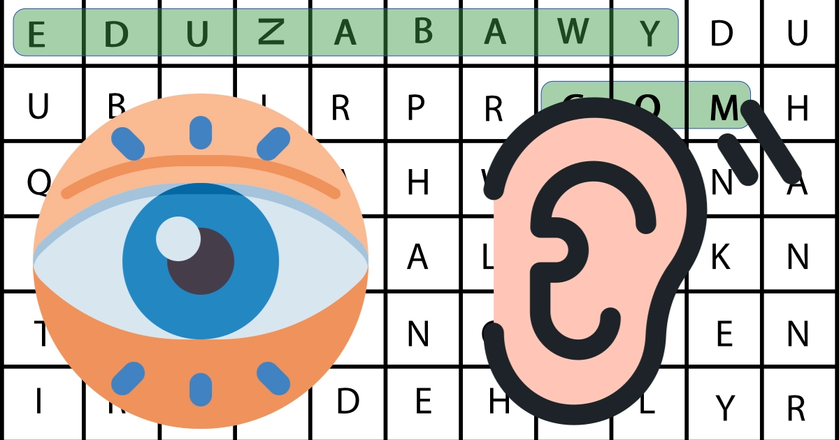Wykreślanki online: Zmysły człowieka