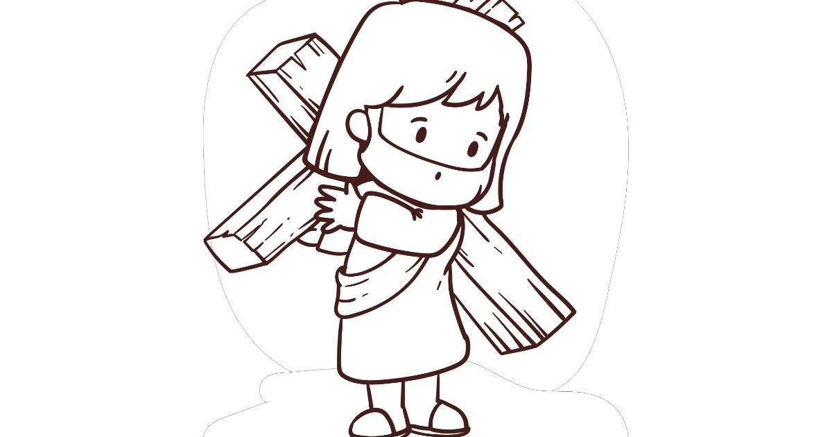 Kolorowanka: Jezus z krzyżem