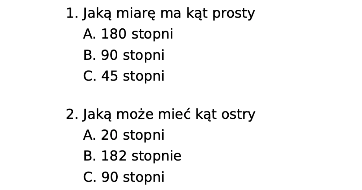 Test: Kąty i ich miary