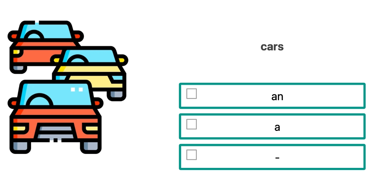 Quiz: Przedimki A, AN + liczba mnoga