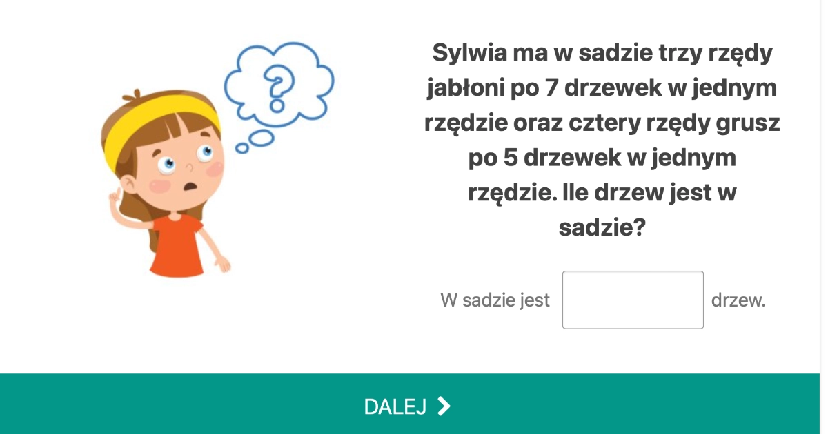 Quiz: Zadania tekstowe: Kolejność wykonywania działań