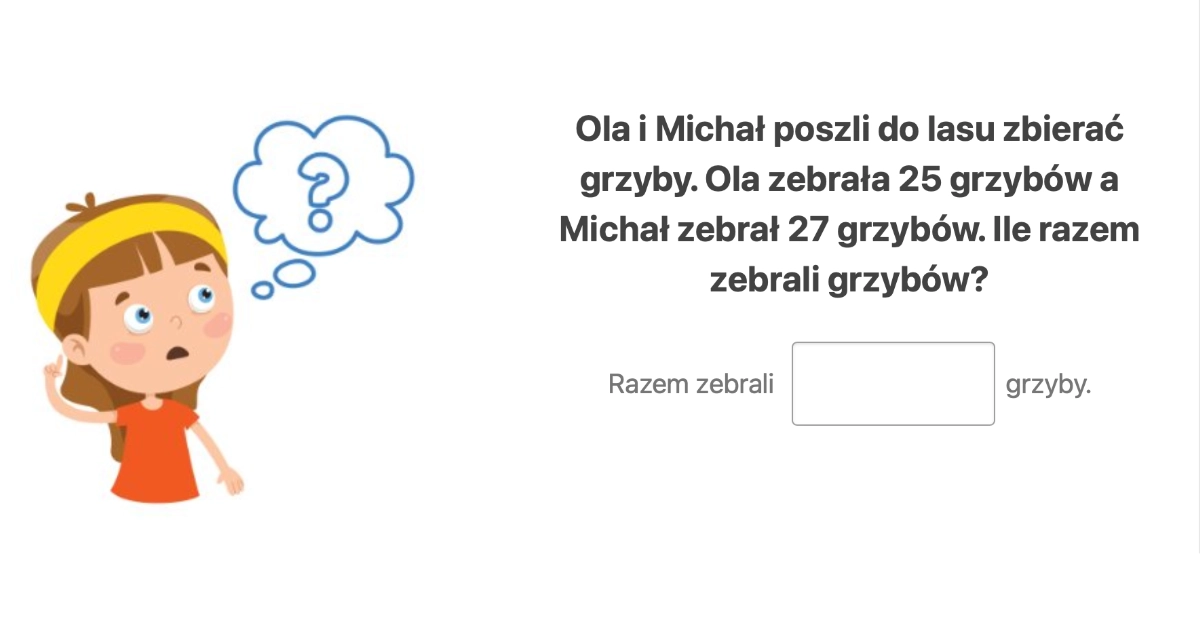Quiz: Zadania tekstowe: Dodawanie i odejmowanie