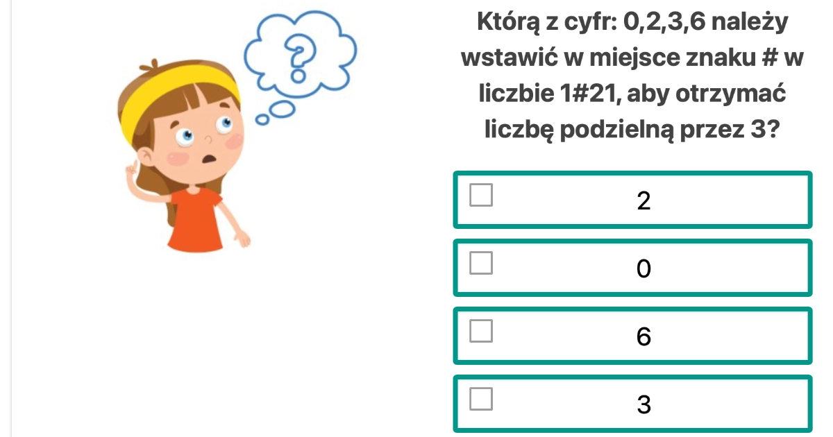 Quiz: Zbuduj liczbę podzielną
