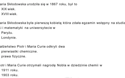 Test: Maria Skłodowska-Curie – polska noblistka
