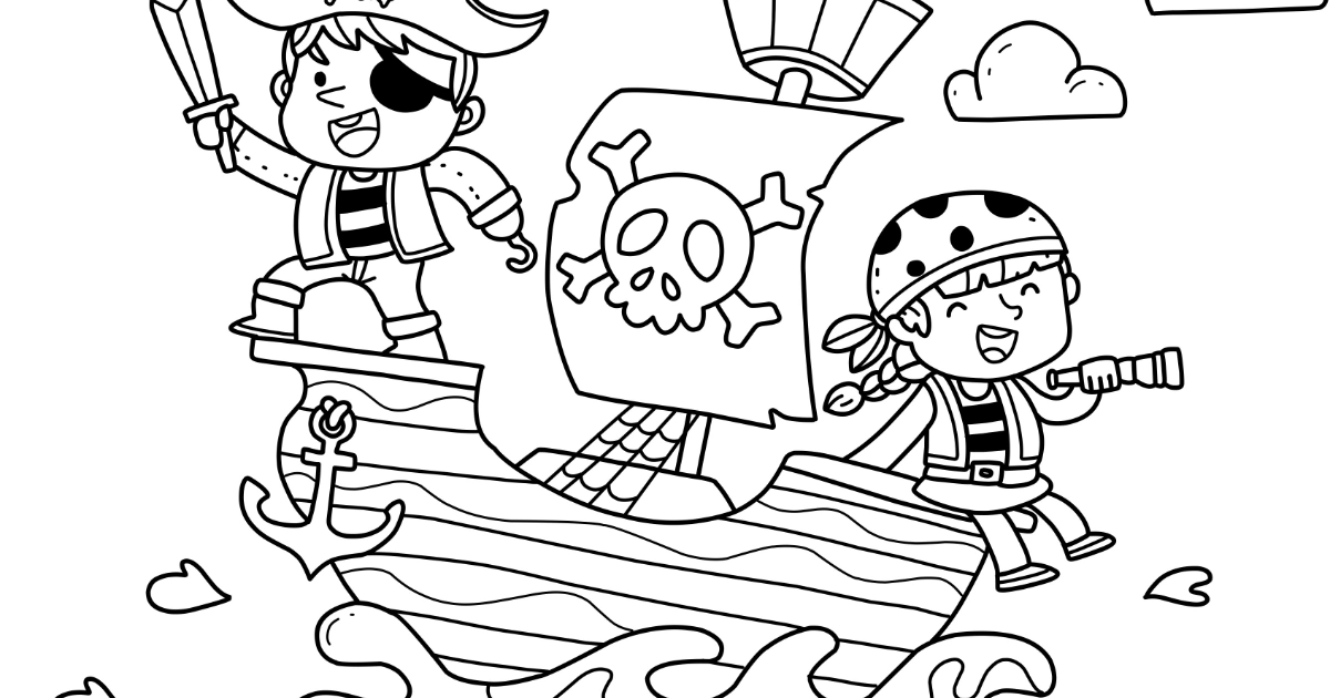 Kolorowanka: Piraci na statku