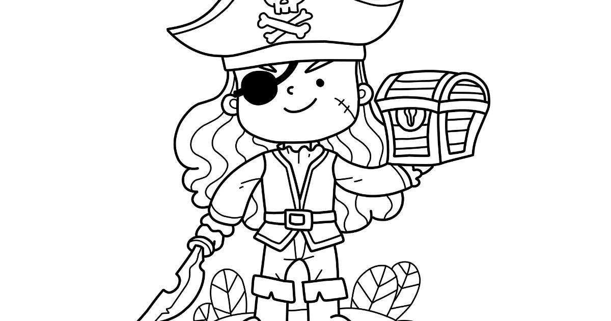 Kolorowanka: Pirat ze skarbem