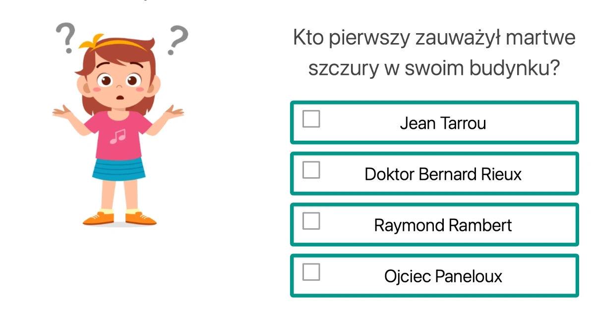 Quiz z lektury Dżuma