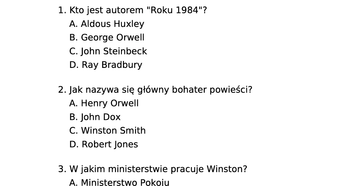 Test z lektury „Rok 1984”