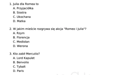 Test z lektury „Romeo i Julia”