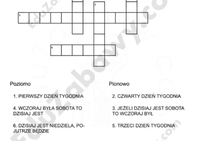 Krzyżówka: Dni tygodnia 41