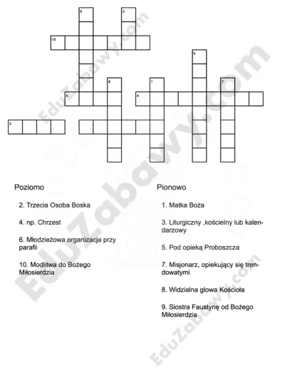 Krzyżówka z religii: Duchowość i Tradycje 1