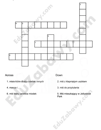 Krzyżówka: Dzień pluszowego misia 1