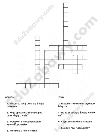 Krzyżówka: Dzień postaci z bajek 1