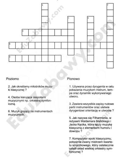 Krzyżówka muzyczna: Filharmonia 1
