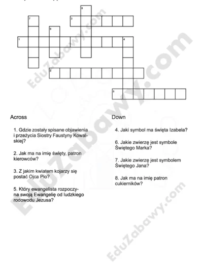 Krzyżówka z religii: Ikony wiary 1