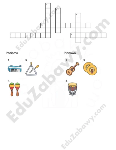 Krzyżówka obrazkowa: Instrumenty muzyczne 1