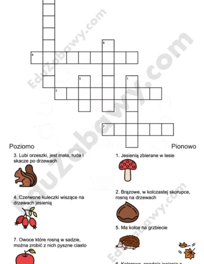 Krzyżówka: Jesień 1
