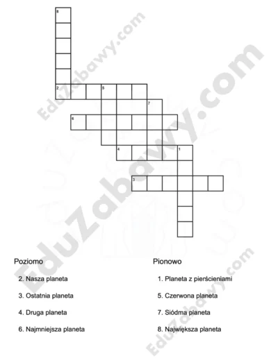Krzyżówka: Kosmos i planety 1