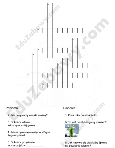 Krzyżówka: Witaj Wiosno! 1