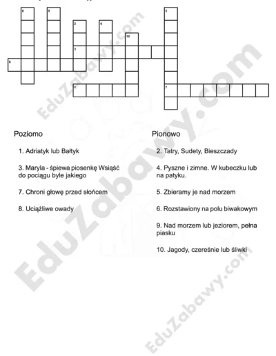 Krzyżówka wakacyjna 4