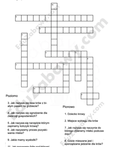 Krzyżówka: Na wsi 1