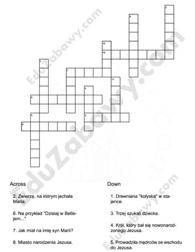 Krzyżówka z religii: Narodzenie Jezusa 4