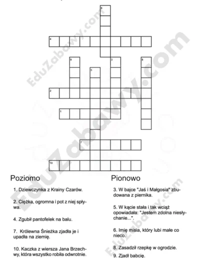 Krzyżówka: Pasowanie na czytelnika 1