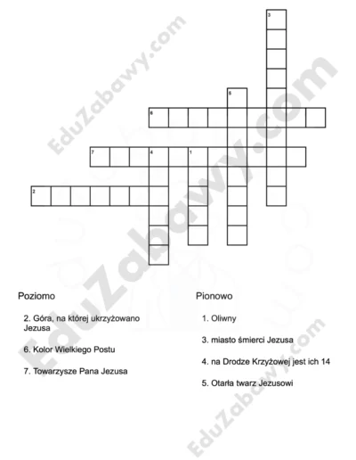 Krzyżówka z religii: Wielki post 1