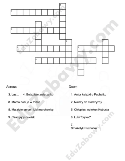 Krzyżówka: Kubuś Puchatek 1