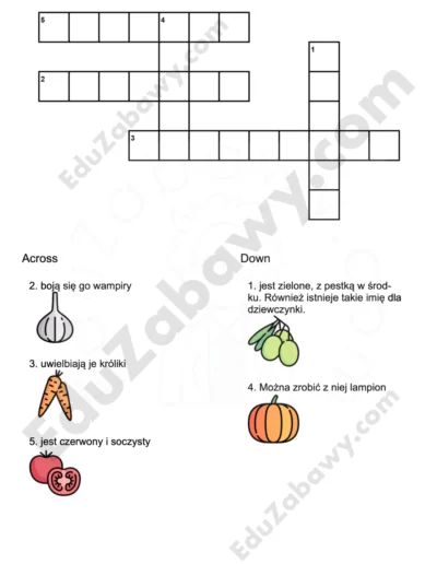 Krzyżówka obrazkowa: Warzywa 1