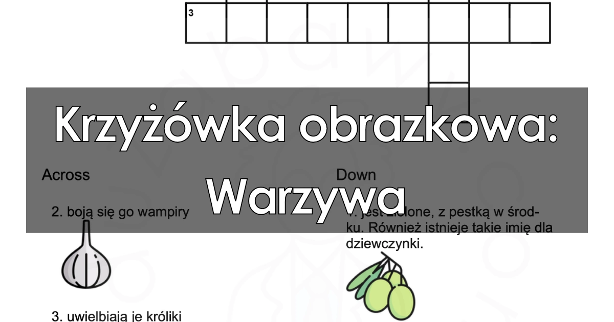 Krzyżówka obrazkowa: Warzywa
