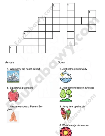 Krzyżówka z religii: Za co dziękuję Bogu 1