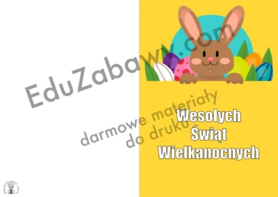 Wielkanocna Kartka z Uśmiechniętym Zajączkiem i Pisankami 41