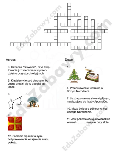 Krzyżówka: Tradycje Bożego Narodzenia 1