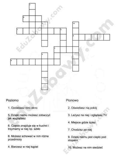Krzyżówka z angielskiego: Meble 4