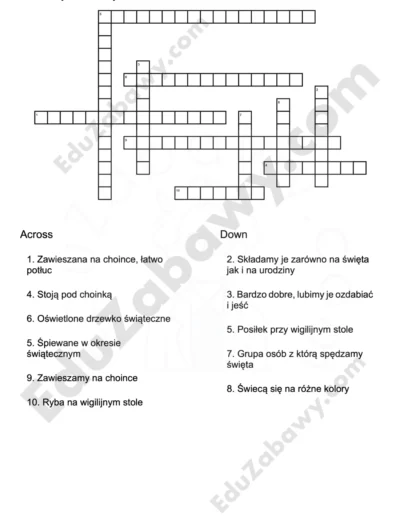 Krzyżówka z j. niemieckiego: Świąteczna 1