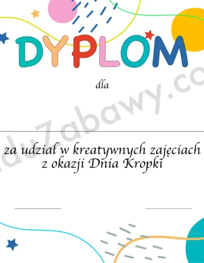 Dyplom na Dzień Kropki 1