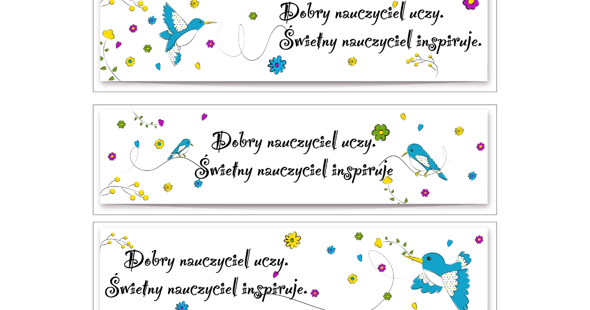 Zakładka z ptakami i cytatem