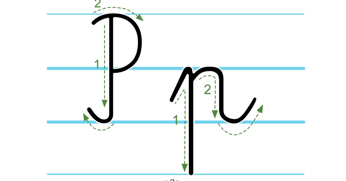 Plansza edukacyjna: litera P z kierunkiem pisania