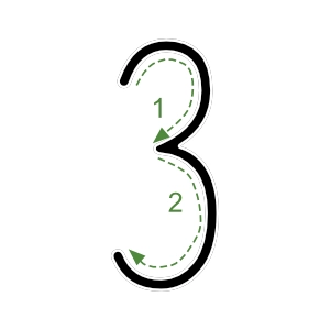 Nauka pisania cyfry 3