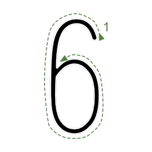 Nauka pisania cyfry 6
