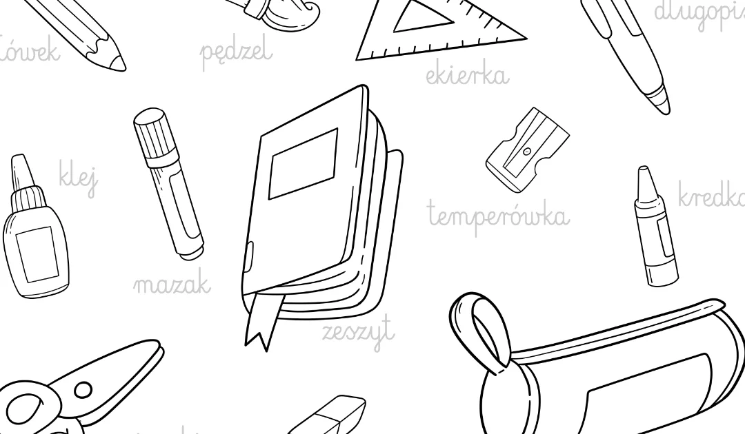 Kolorowanka: Przybory szkolne