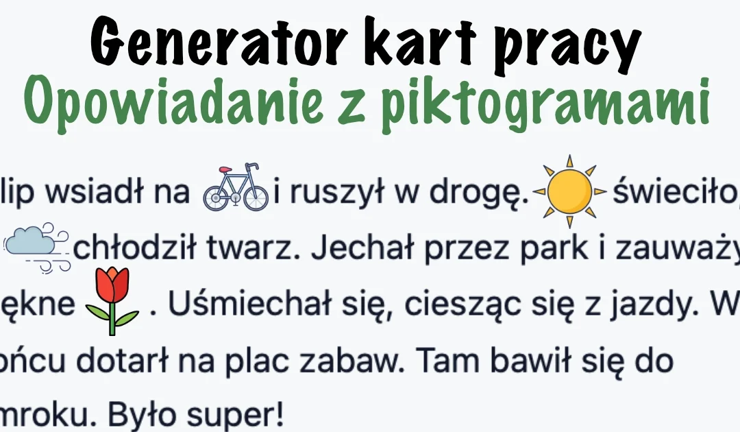 Generator kart pracy: Opowiadanie z piktogramami (z AI)