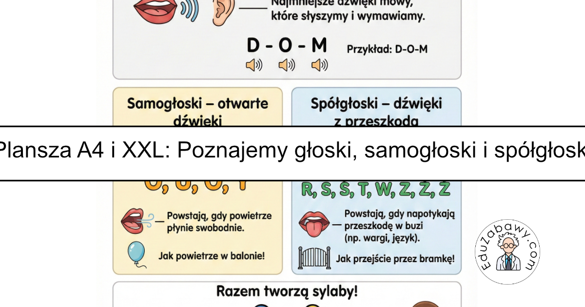 Plansza dydaktyczne: Głoski / samogłoski / spółgłoski