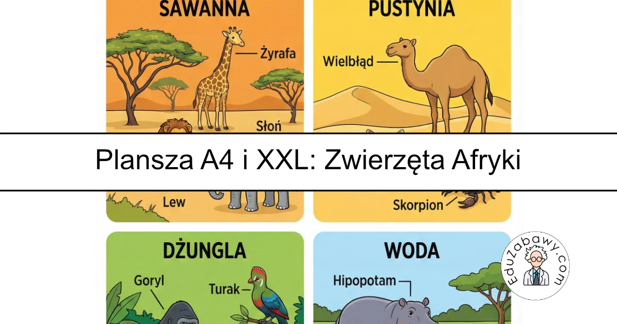 Plansza dydaktyczna: Zwierzęta Afryki