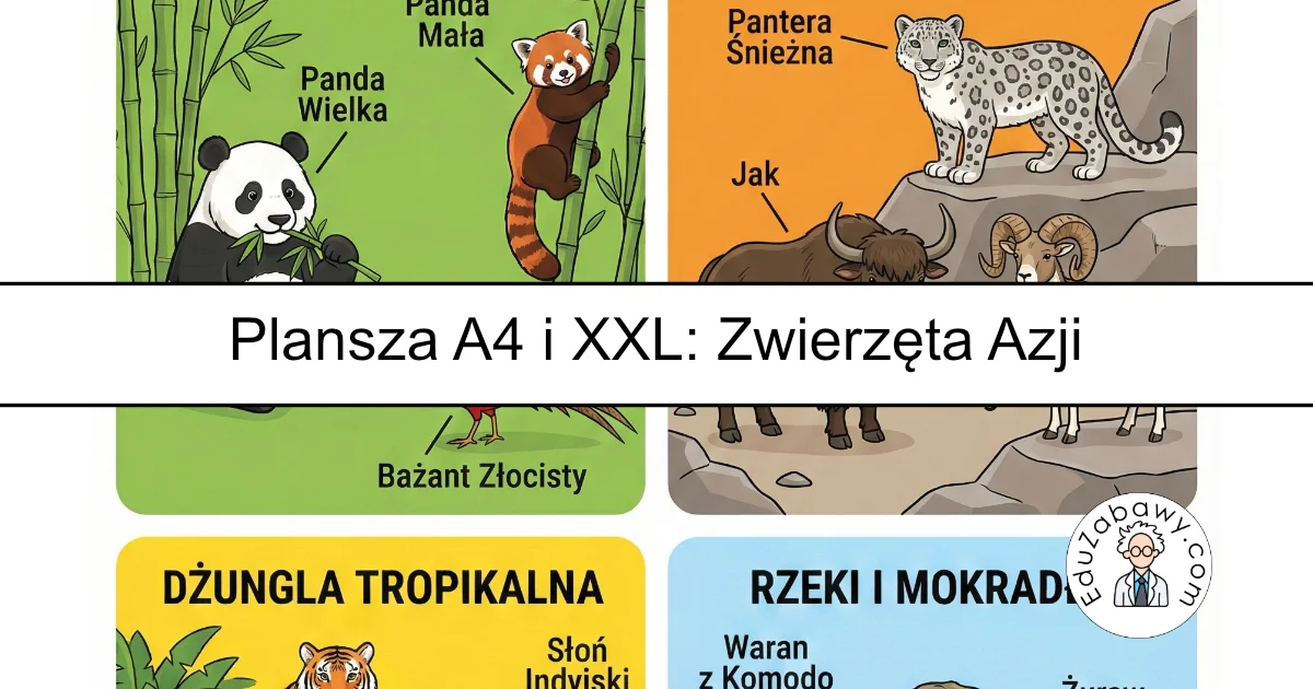 Plansza dydaktyczna: Zwierzęta Azji