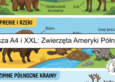 Plansza dydaktyczna: Zwierzęta Ameryki Północnej